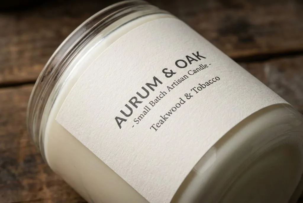 Anti Glare Silk Matte Sheet Label With Non Reflective Texture On A Candle Jar.