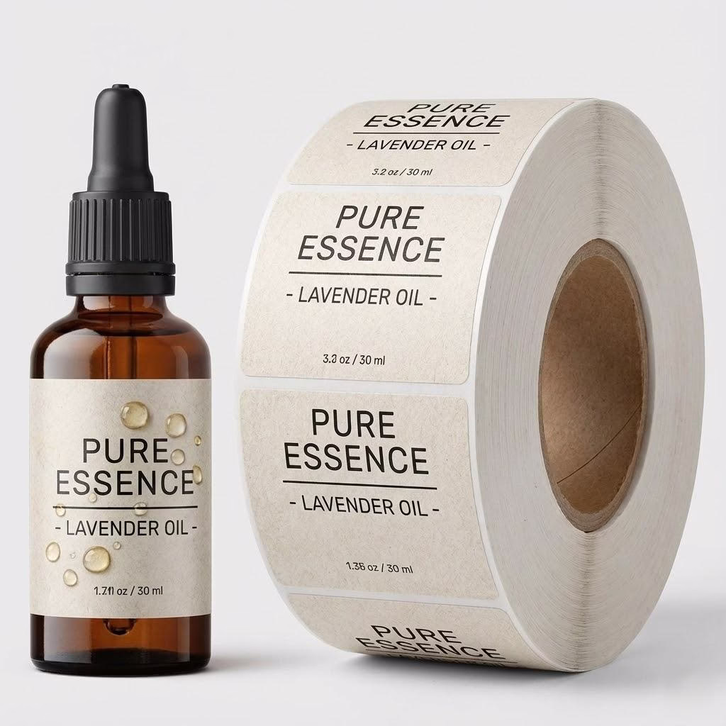 Chemical Resistant Custom Essential Oil Roll Labels Preventing Ink Smearing.