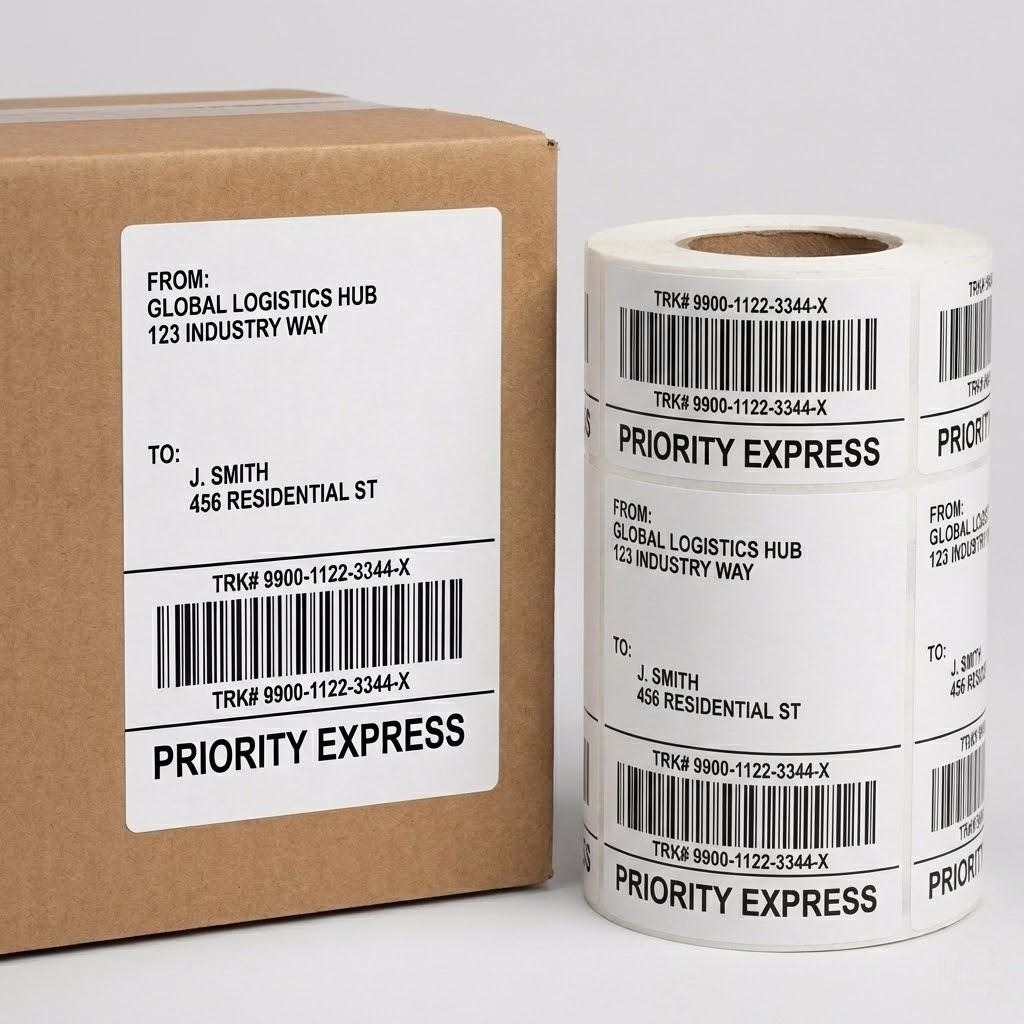 Durable Direct Thermal Shipping Labels With Strong Adhesive For High Speed Logistics.