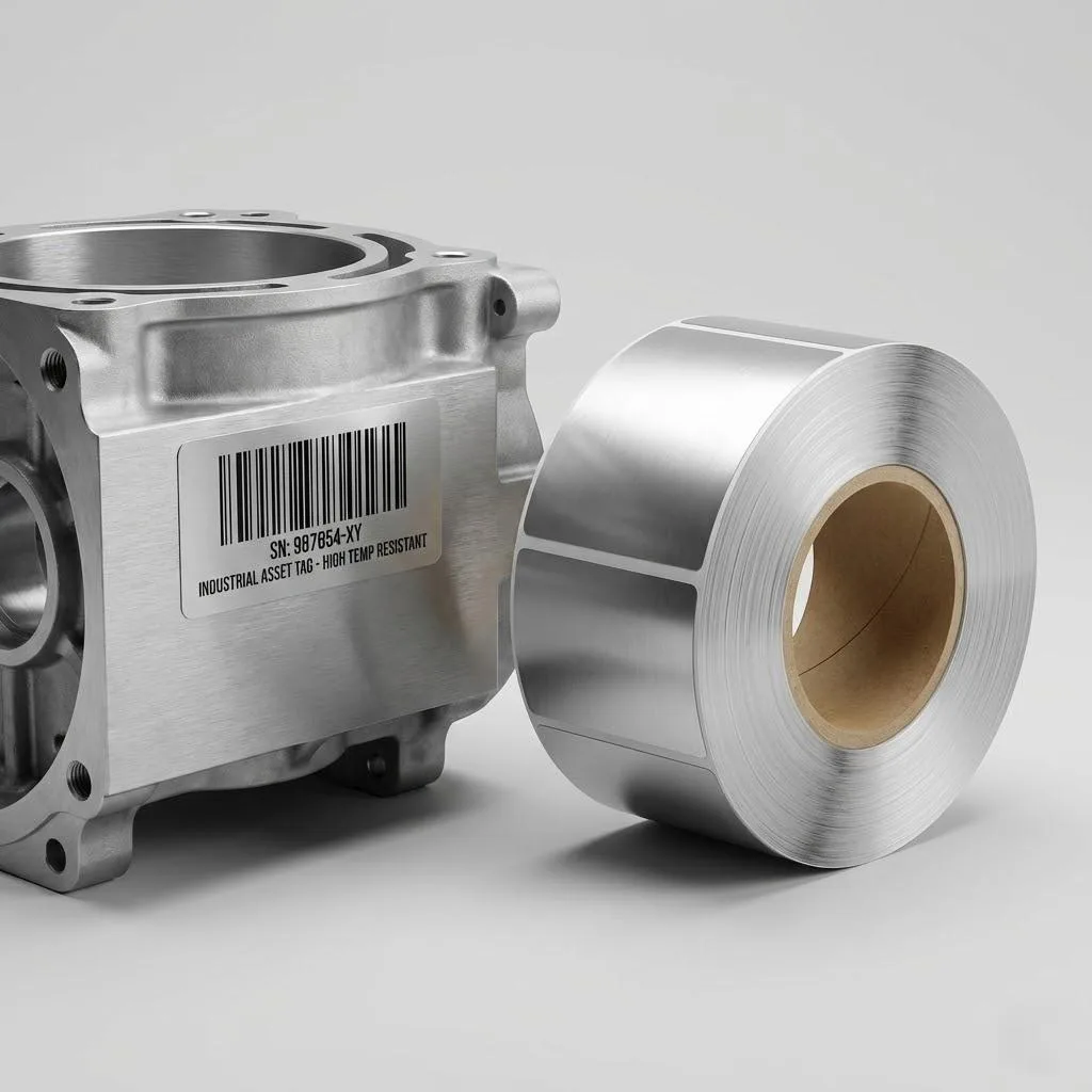 Durable Industrial Silver Pet Asset Labels On Machinery.