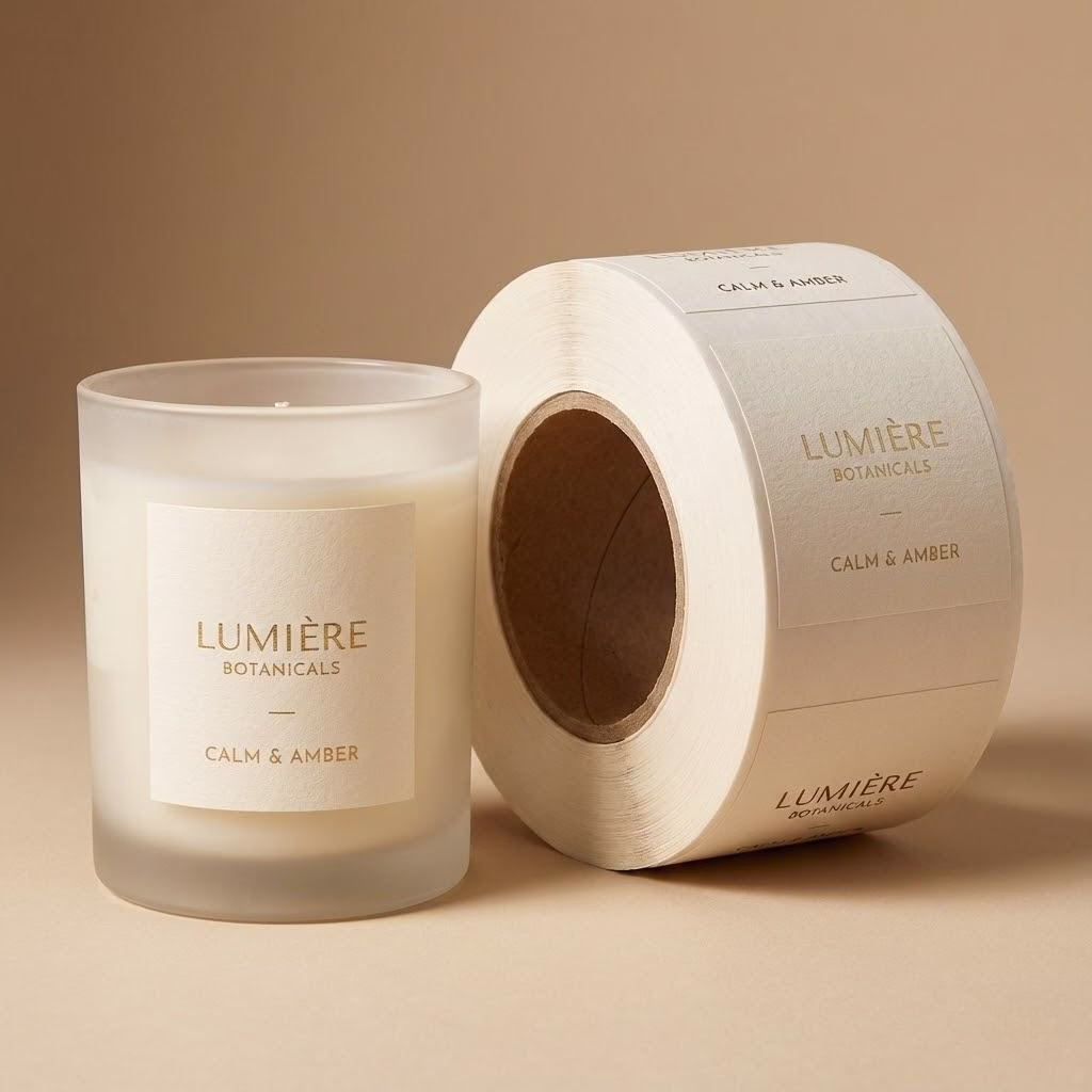Heat Resistant Custom Candle Roll Labels With Textured Paper For Glass Jars.