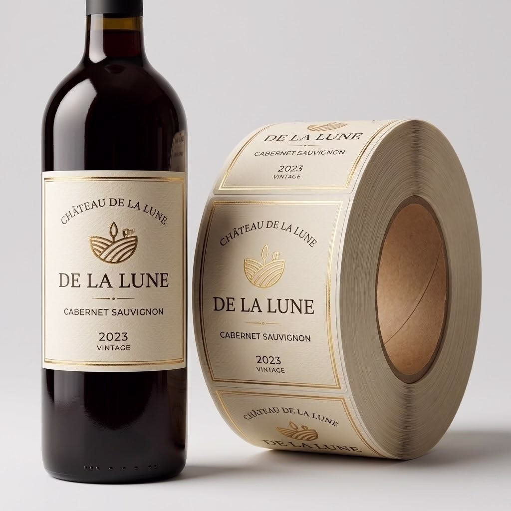 Premium Textured Wine Labels With Gold Embossing And Moisture Proof Finish For Elegant Branding.