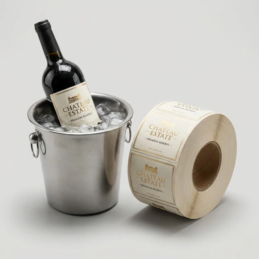 Textured Estate Paper Wine Labels Passing Ice Bucket Test