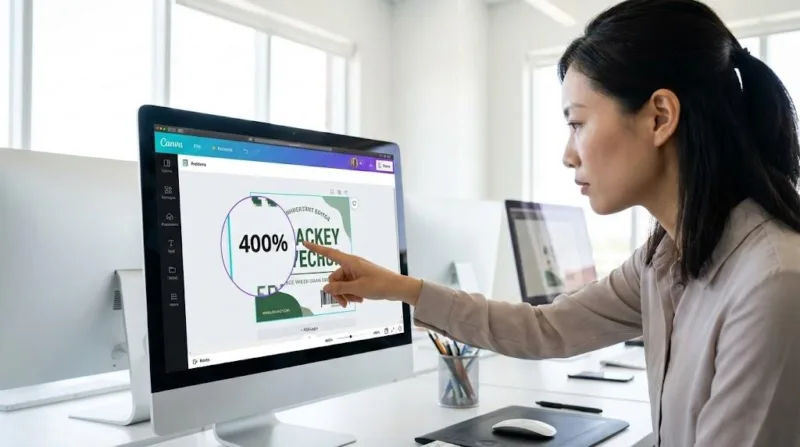 A Professional Chinese Technician Auditing A Label Design For Print Resolution On A High Resolution Monitor In A Pre Press Department.