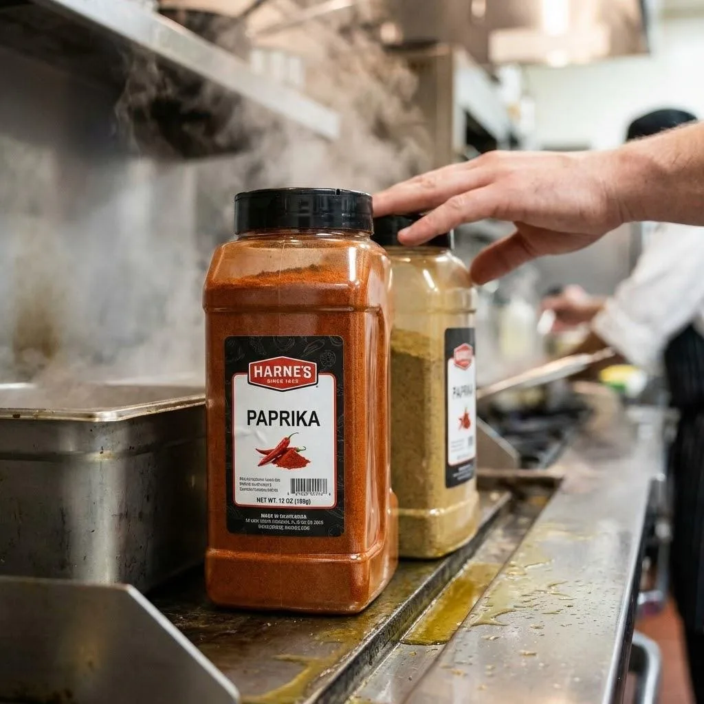 Heat Resistant Bulk Seasoning Labels In Commercial Kitchens.