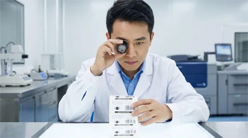 Macro Comparison Shot Of A Damaged Label Liner With Deep Die Cuts Versus A High Quality Liner With Perfect Integrity