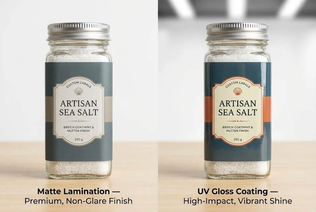 Matte Lamination And Uv Gloss Finishes For Custom Spice Labels.