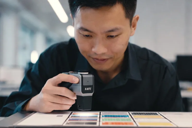 Quality Control Technician Verifying Color Accuracy With A Spectrophotometer