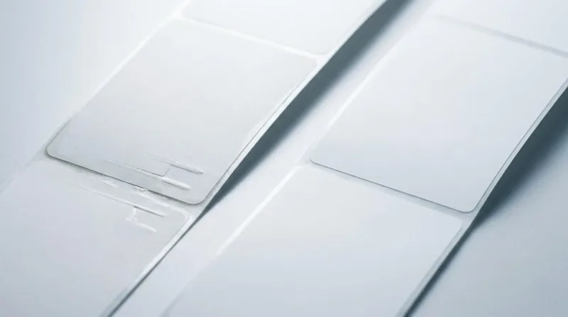 A Macro Comparison Of A Defective Label With Adhesive Bleed Versus A Perfect Machine Ready Label With Clean Edges.