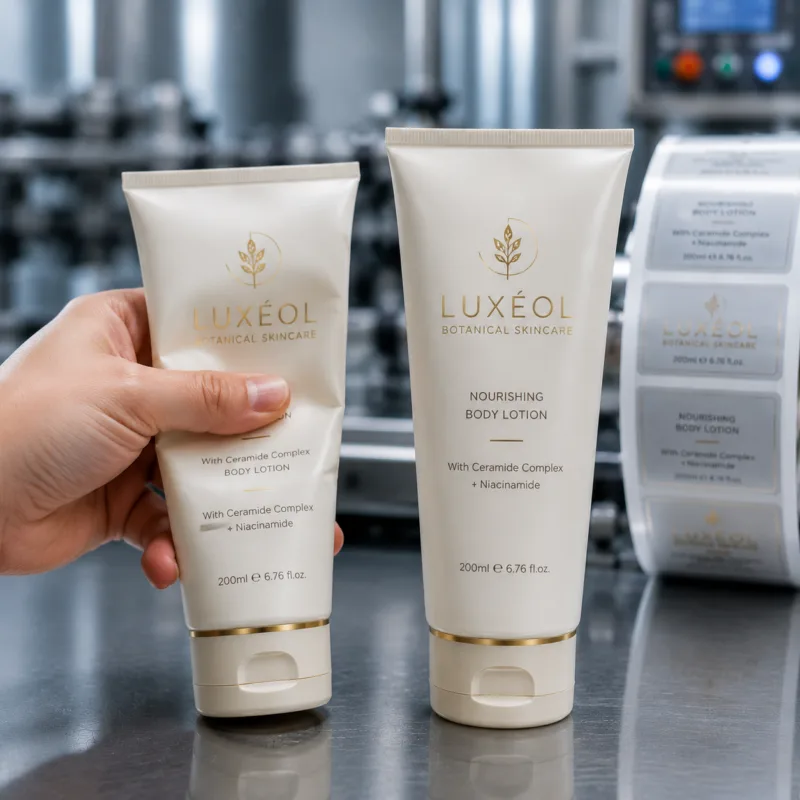 Flexible Lotion Tubes With Crease Free Mdo Film Labels