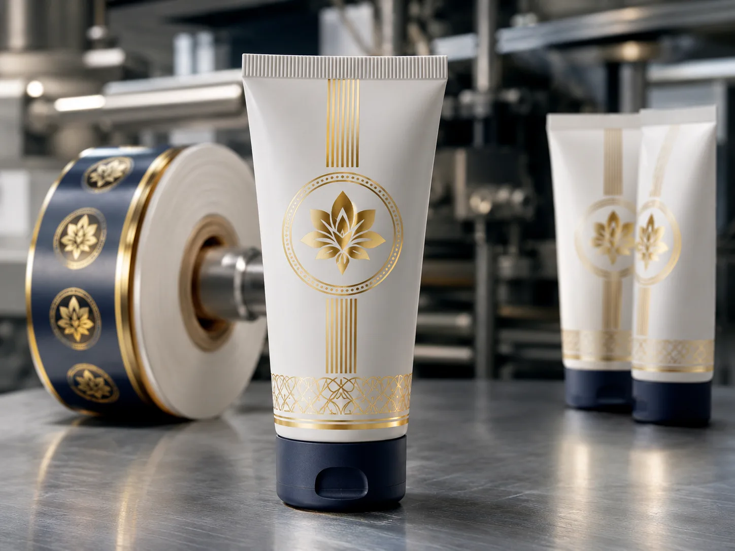 Shiny Metallic Squeeze Tube With Cold Foil Label