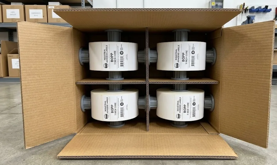 Heavy duty suspension packaging with plastic roll core plugs