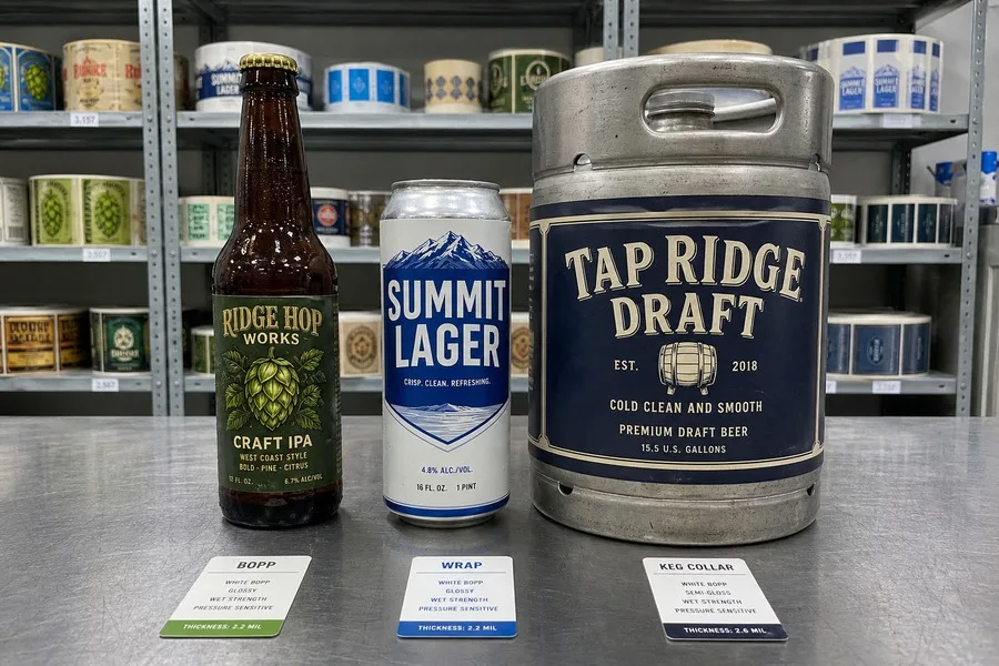 Beer bottle can keg label formats