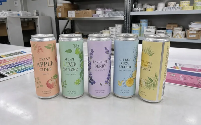 Cider and hard seltzer can labels