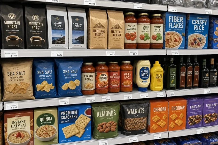 Custom food labels retail shelf mixed products