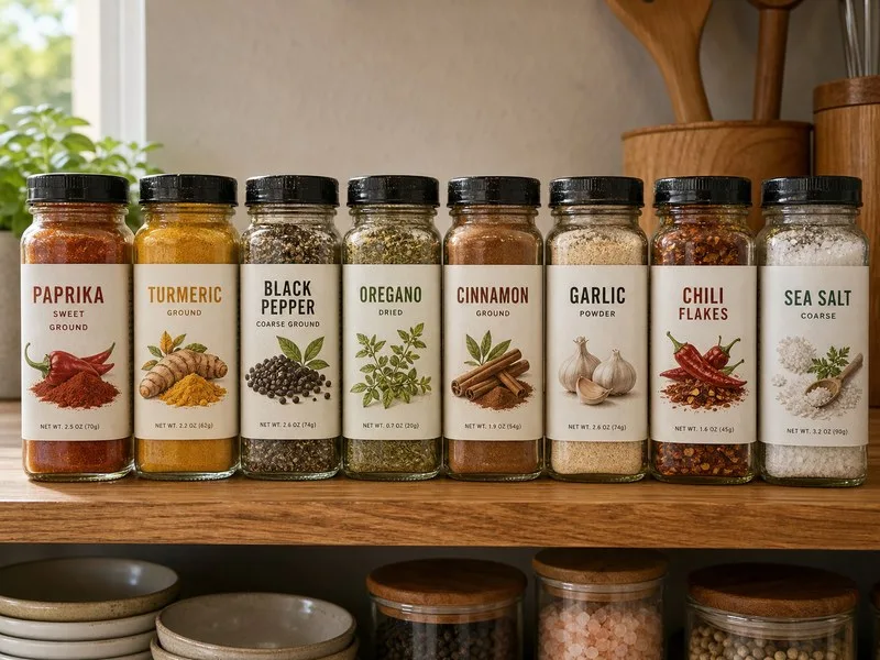 Spice and seasoning jar labels