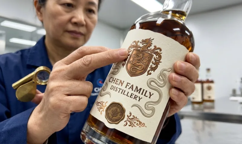 Embossed Debossed Texture Premium Liquor Bottle Labels Tactile Relief Design 1