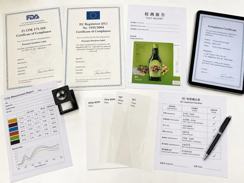 FDA compliance documentation for food label materials