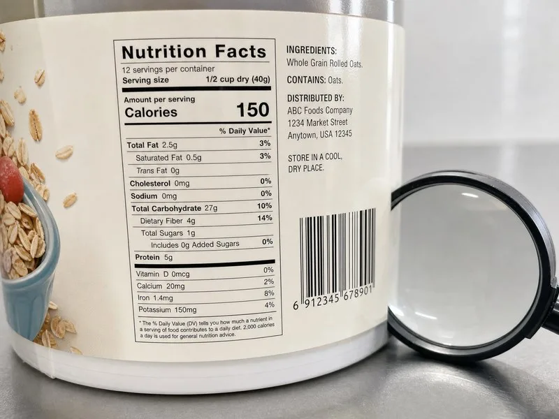 Nutrition facts panel label printing