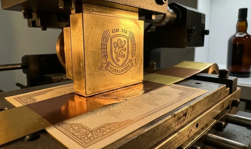 Hot Foil Stamping Bronze Gold Spirit Bottle Labels Premium Metallic Finish 2