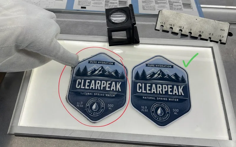 Comparison of jagged vs clean die cut label edges
