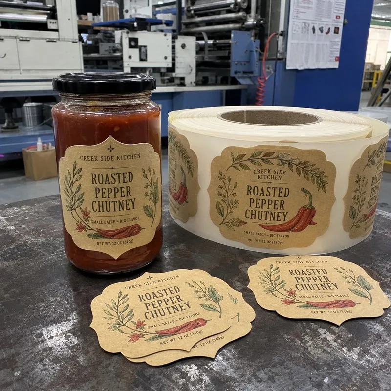 Kraft paper custom die cut labels for artisan brands