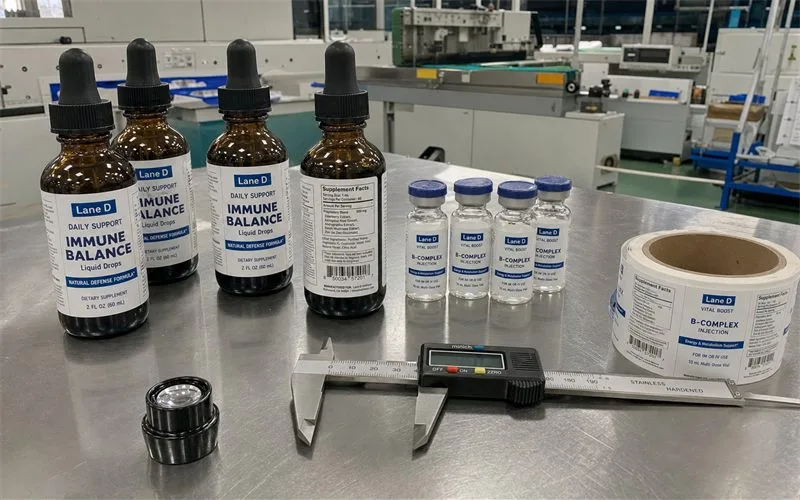 Precision roll labels for medical dropper bottles and vials