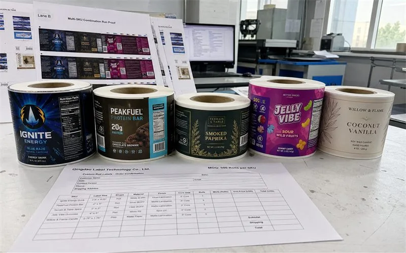 Multiple SKU roll labels for CPG brand product line