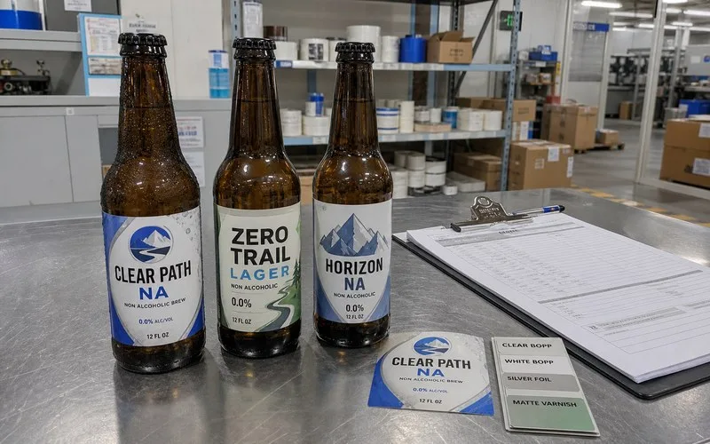Non-alcoholic beer bottle labels