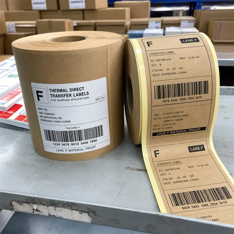 Paper and kraft roll labels for logistics