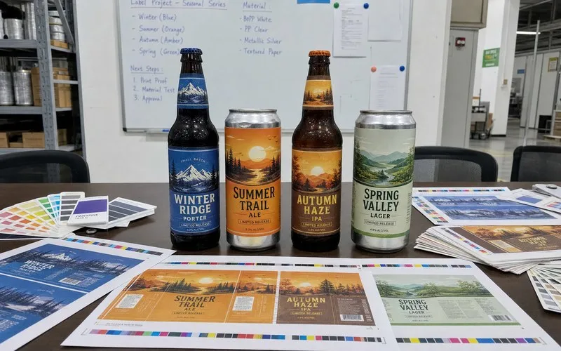 Seasonal limited-release beer label designs