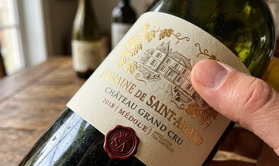 textured paper wine label tactile close-up detail