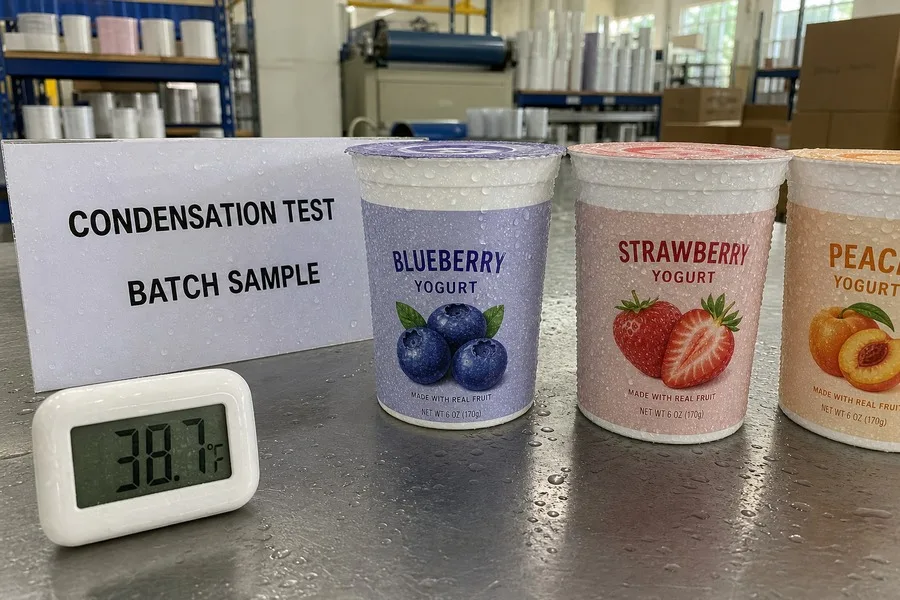 Waterproof food labels condensation test