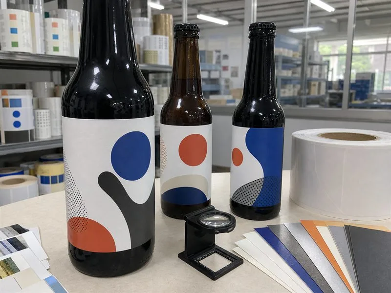 White BOPP beverage label dark bottle