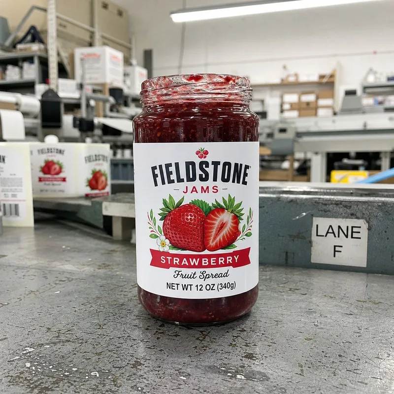White BOPP food labels on jam jar
