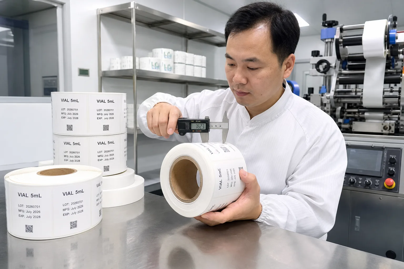 Chinese Qc Checks Vial Label Roll Core Od