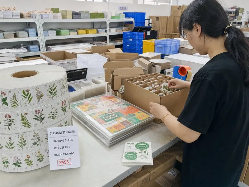 custom sticker packing and shipping