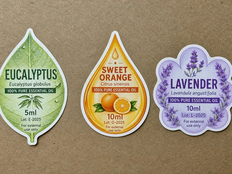 die cut essential oil labels custom shape