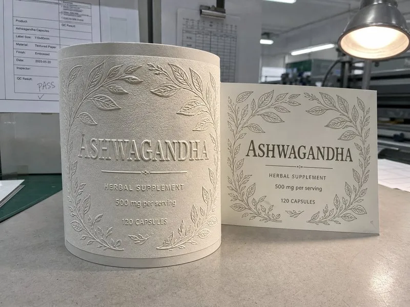 Embossing on supplement label