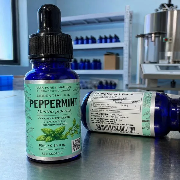 essential oil 10ml cobalt dropper label hero