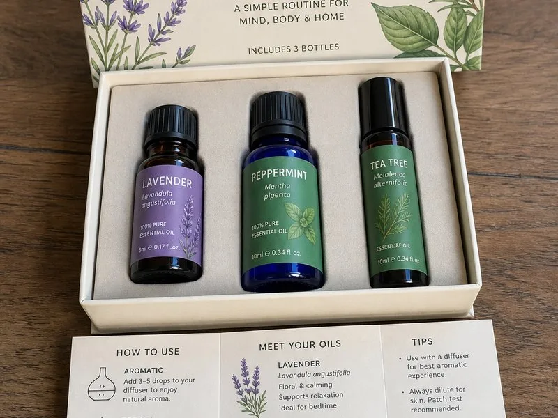 essential oil box and insert card packaging