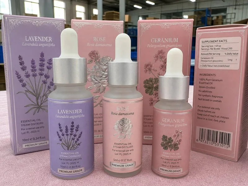 floral family essential oil labels