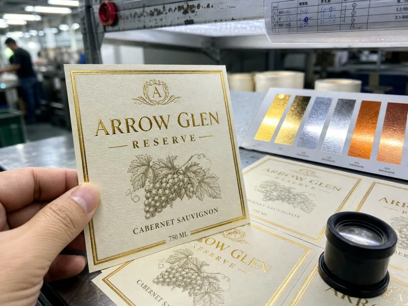 foil stamped label detail