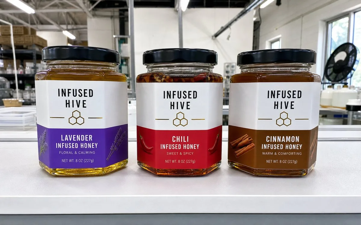 Seasonal flavored honey labels