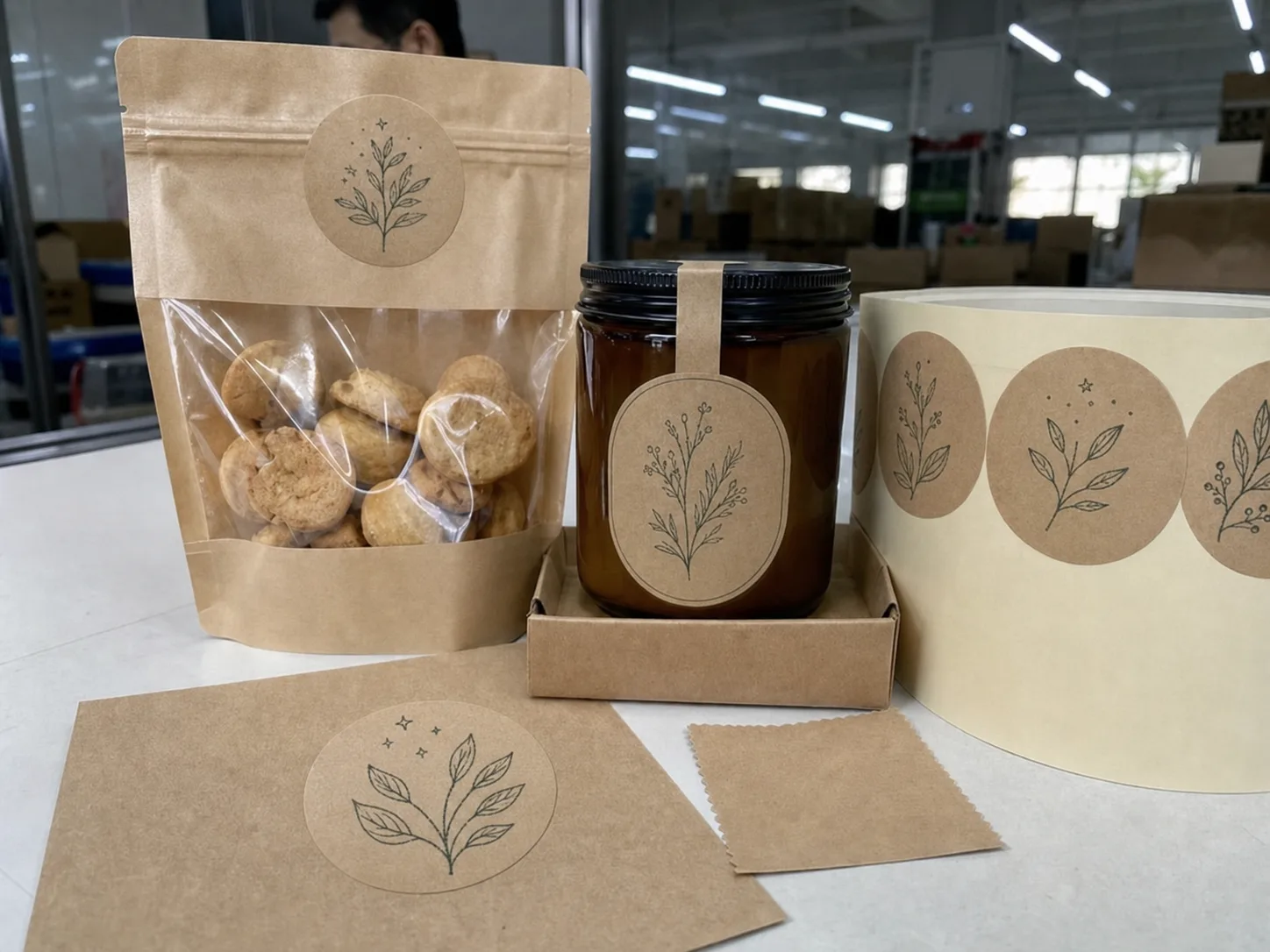 kraft custom sticker printing factory photo