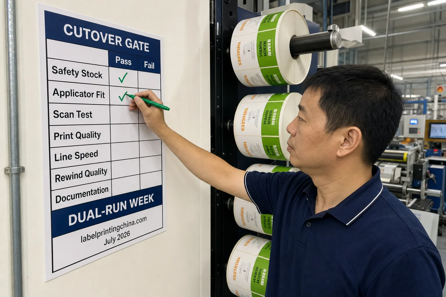 Label Cutover Gate Pass Fail Board