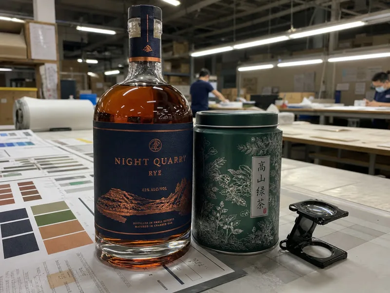 metallic foil spirits label