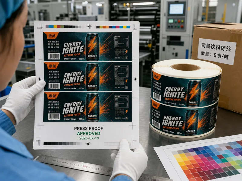 physical press proof label