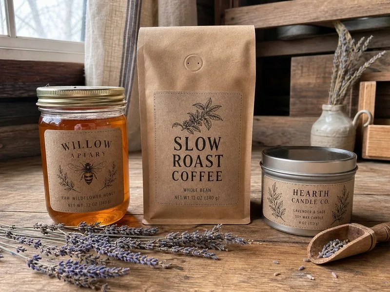 rustic kraft paper labels coffee honey candles