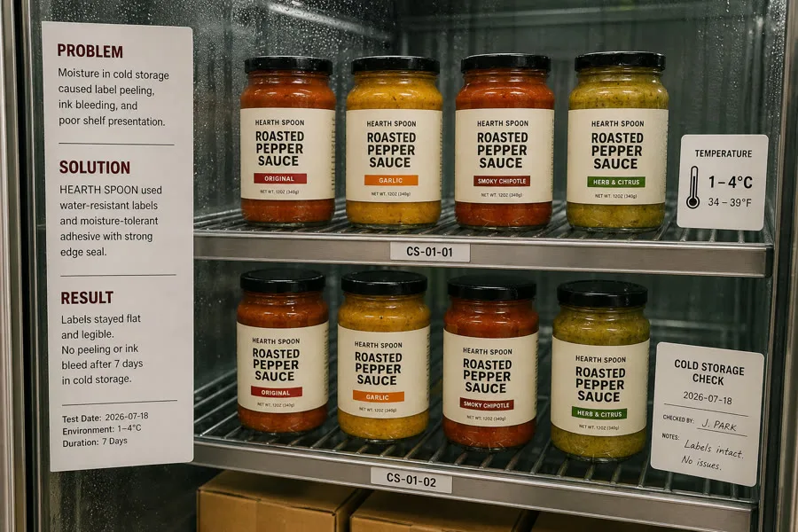 sauce labels refrigerated display